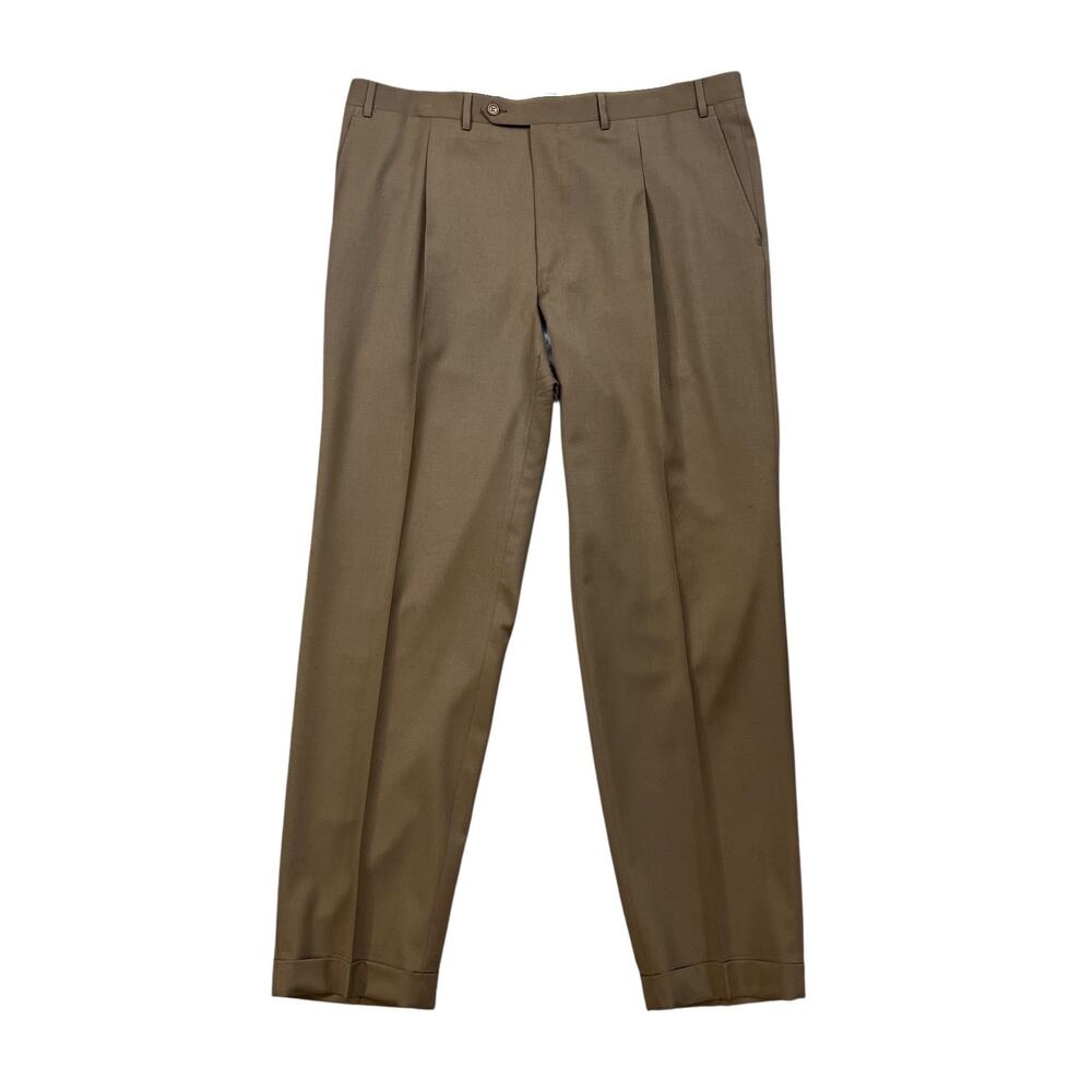 Vintage Canali Pants Mens 40 Brown Pleated Classic Fit Formal Trouser Made Italy
